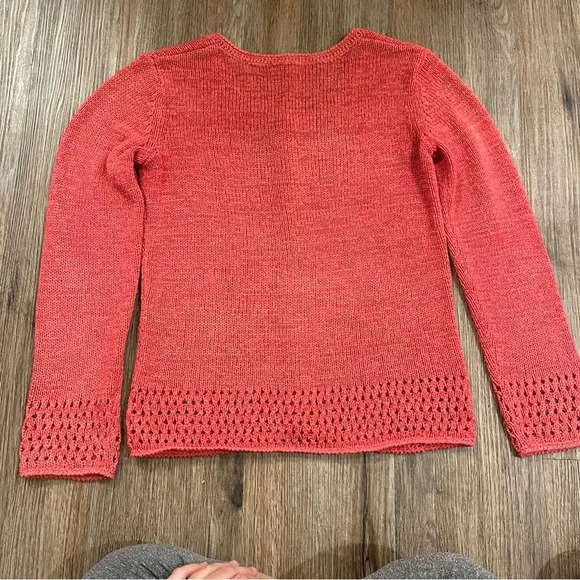 Vintage Coldwater Creek Y2k Crochet Knit Cardigan Sweater Size XS Pink Cottage - Picture 2 of 7